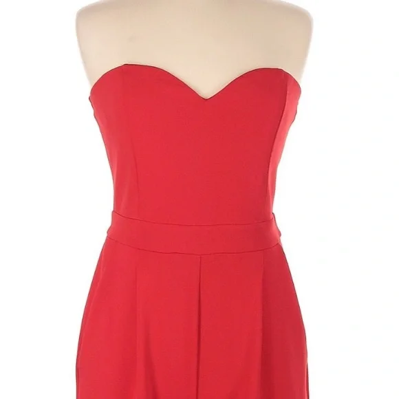 Red Strapless Jumpsuit Express Size 2 - Picture 5 of 7